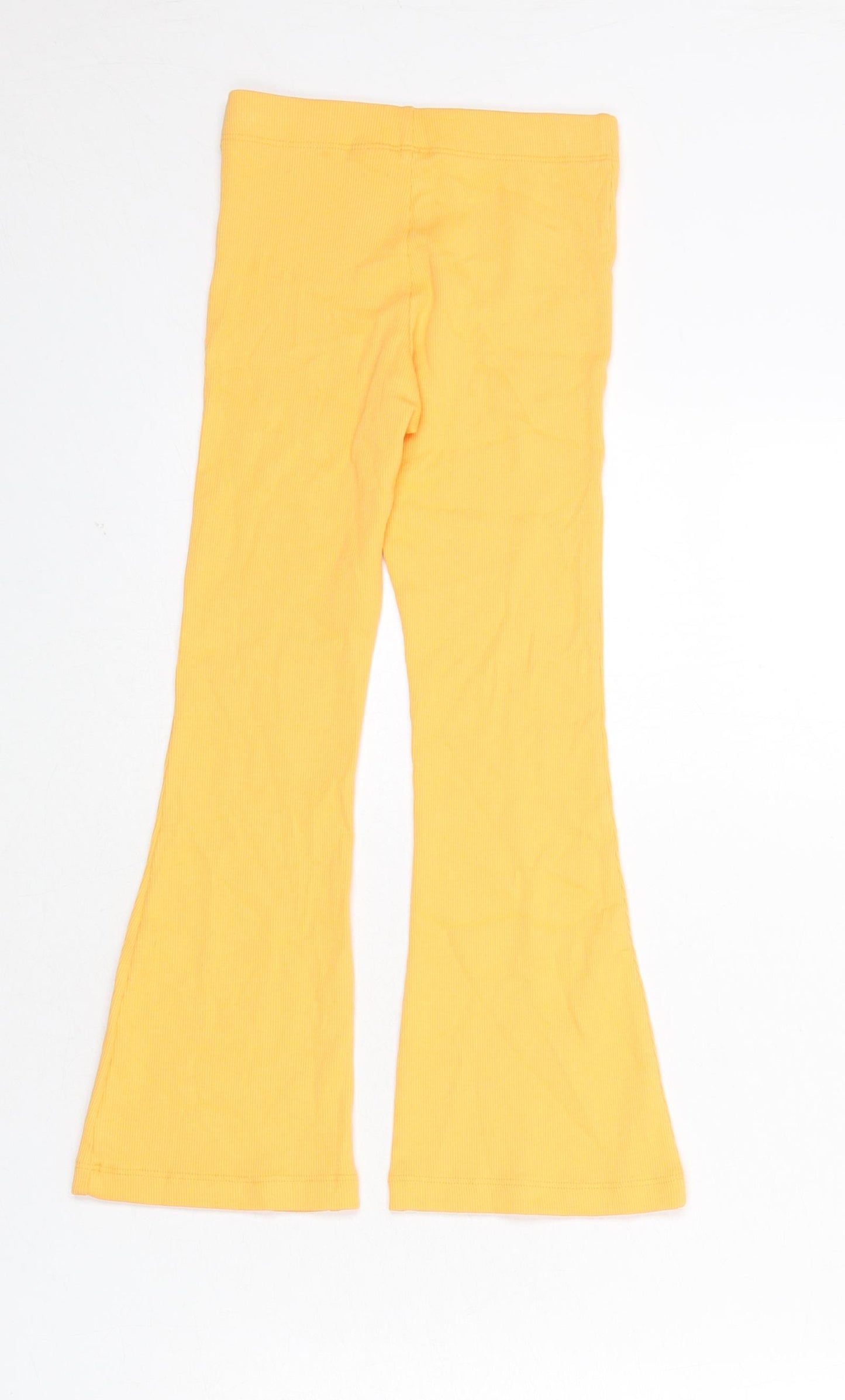Marks and Spencer Girls Orange Cotton Capri Trousers Size 6-7 Years L20 in Regular Pullover - Ribbed