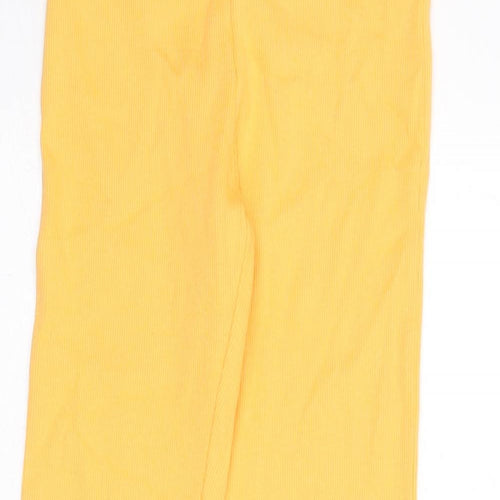 Marks and Spencer Girls Orange Cotton Capri Trousers Size 6-7 Years L20 in Regular Pullover - Ribbed