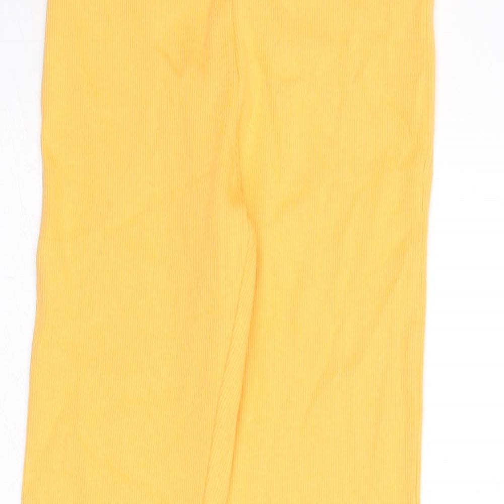 Marks and Spencer Girls Orange Cotton Capri Trousers Size 6-7 Years L20 in Regular Pullover - Ribbed