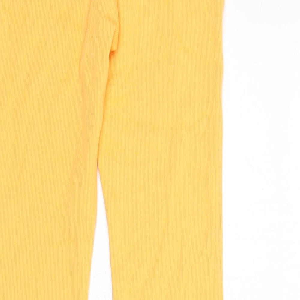 Marks and Spencer Girls Orange Cotton Capri Trousers Size 6-7 Years L20 in Regular Pullover - Ribbed