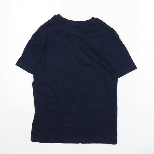 Marks and Spencer Boys Blue Cotton Basic T-Shirt Size 9-10 Years Round Neck Pullover - Skull, Power Up