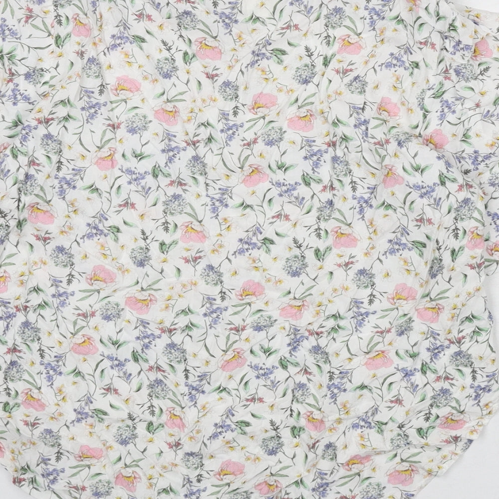 H&M Womens Multicoloured Floral Viscose Basic Blouse Size 12 Boat Neck