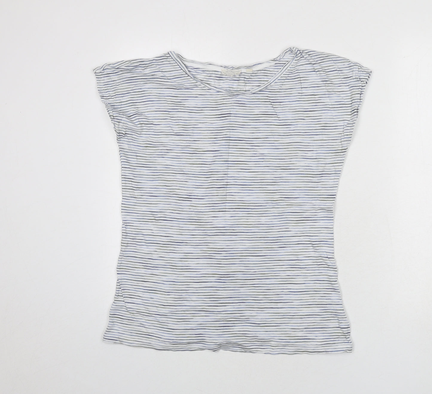 Fat Face Womens Multicoloured Striped Cotton Basic T-Shirt Size 10 Round Neck