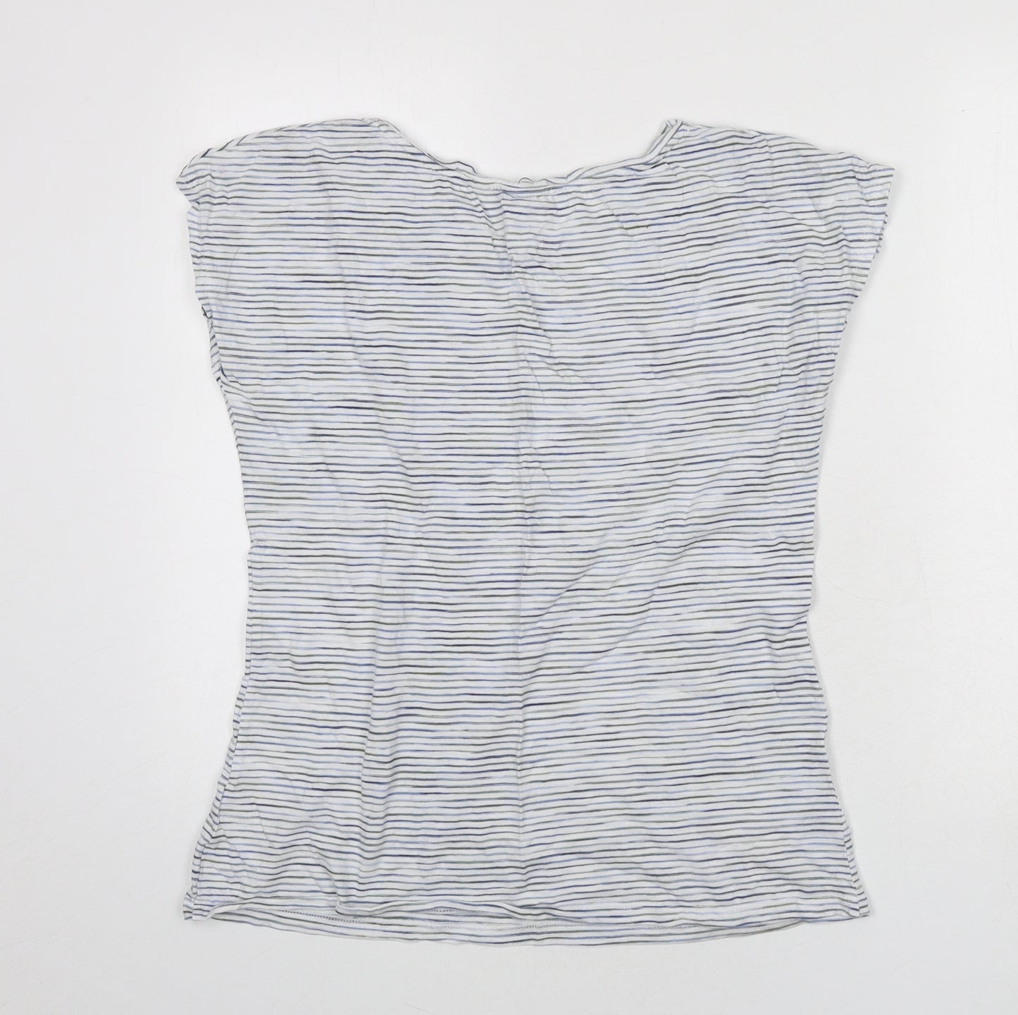 Fat Face Womens Multicoloured Striped Cotton Basic T-Shirt Size 10 Round Neck