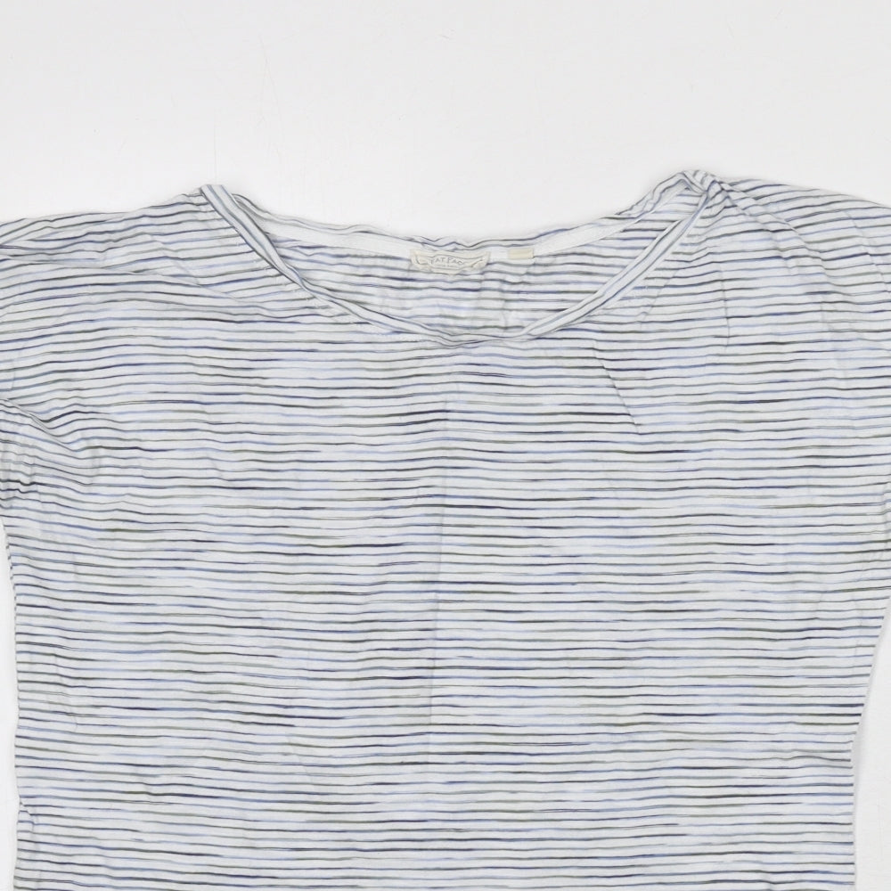 Fat Face Womens Multicoloured Striped Cotton Basic T-Shirt Size 10 Round Neck