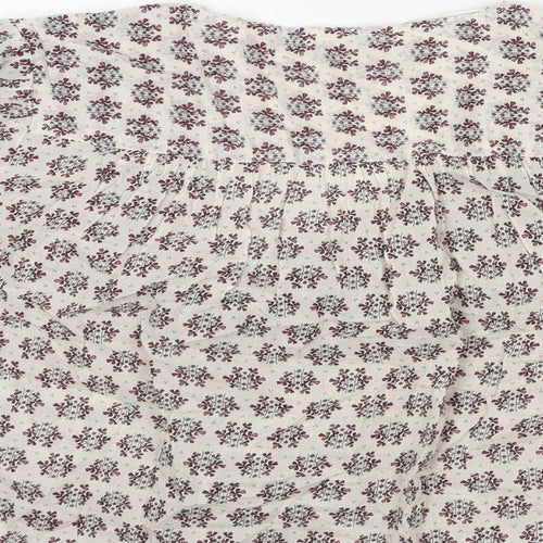 Per Una Womens Ivory Floral Polyester Basic Blouse Size M V-Neck
