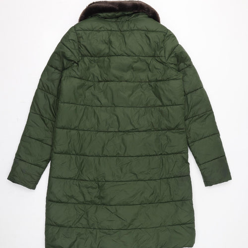 Barbour Womens Green Quilted Coat Size 10 Zip