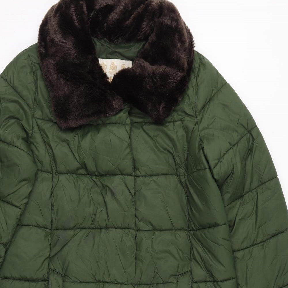 Barbour Womens Green Quilted Coat Size 10 Zip