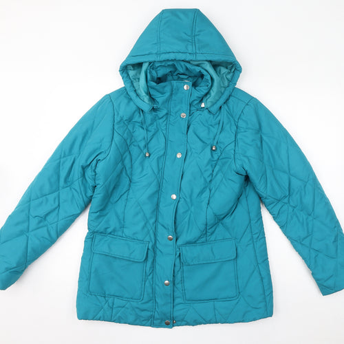 Damart Womens Blue Quilted Jacket Size 10 Zip - Size 10-12