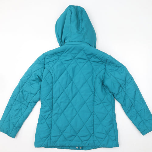 Damart Womens Blue Quilted Jacket Size 10 Zip - Size 10-12