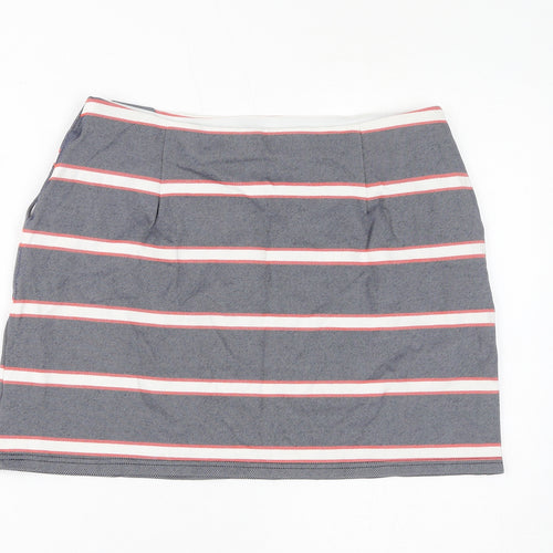 Oasis Womens Blue Striped Polyester Mini Skirt Size M - Buttons