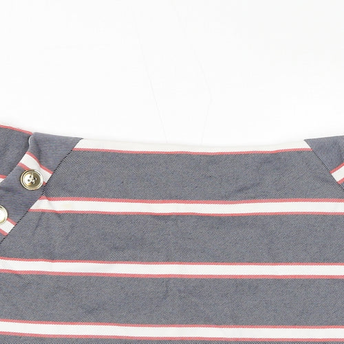 Oasis Womens Blue Striped Polyester Mini Skirt Size M - Buttons