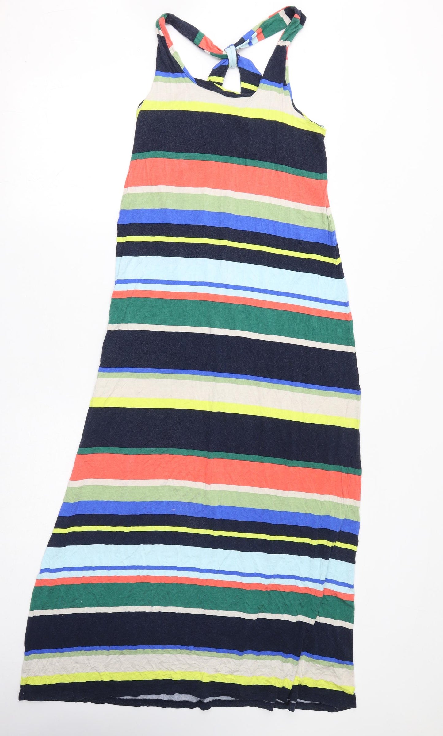 Monsoon Womens Multicoloured Striped Viscose Maxi Size S Round Neck Pullover