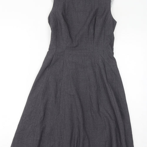 H&M Womens Grey Polyester A-Line Size 10 Round Neck Zip