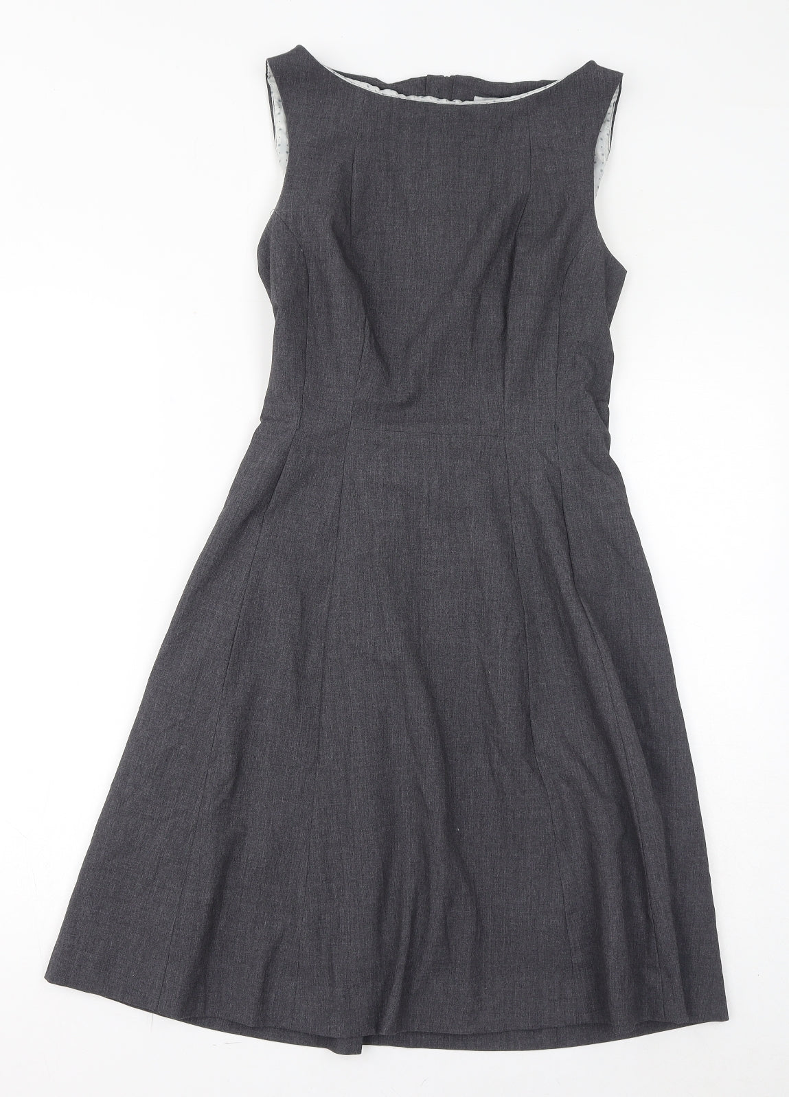 H&M Womens Grey Polyester A-Line Size 10 Round Neck Zip