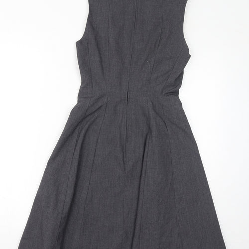 H&M Womens Grey Polyester A-Line Size 10 Round Neck Zip