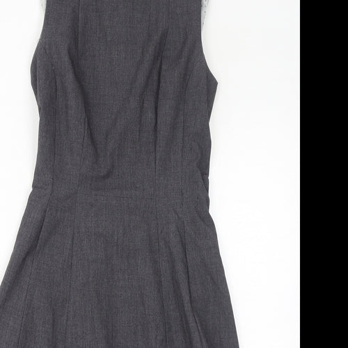 H&M Womens Grey Polyester A-Line Size 10 Round Neck Zip
