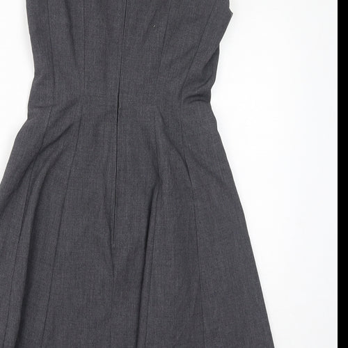 H&M Womens Grey Polyester A-Line Size 10 Round Neck Zip