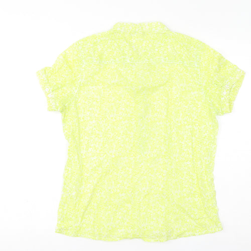 Bossini Womens Yellow Floral Cotton Basic T-Shirt Size S V-Neck