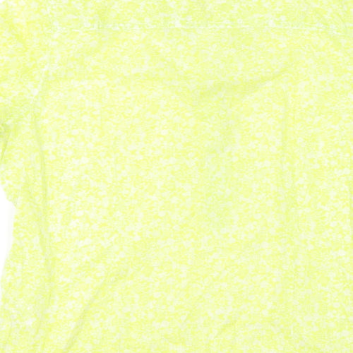 Bossini Womens Yellow Floral Cotton Basic T-Shirt Size S V-Neck