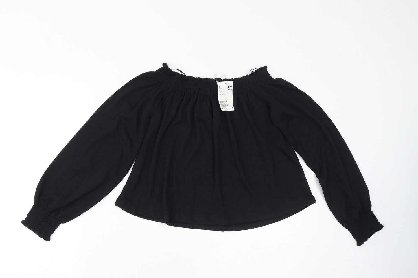 Divided by H&M Womens Black Polyester Cropped T-Shirt Size S Off the Shoulder