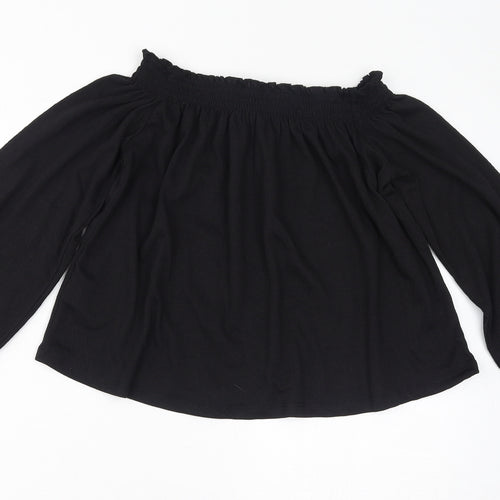 Divided by H&M Womens Black Polyester Cropped T-Shirt Size S Off the Shoulder