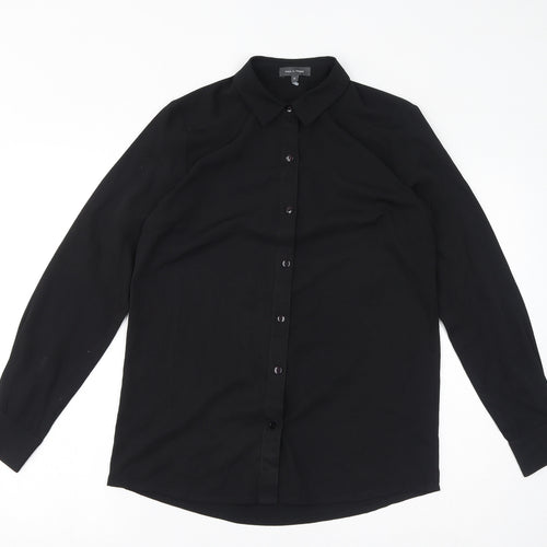 Pied A Terre Womens Black Polyester Basic Blouse Size 8 Collared