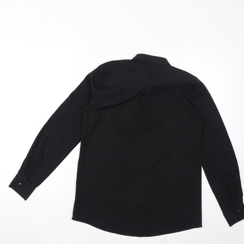 Pied A Terre Womens Black Polyester Basic Blouse Size 8 Collared