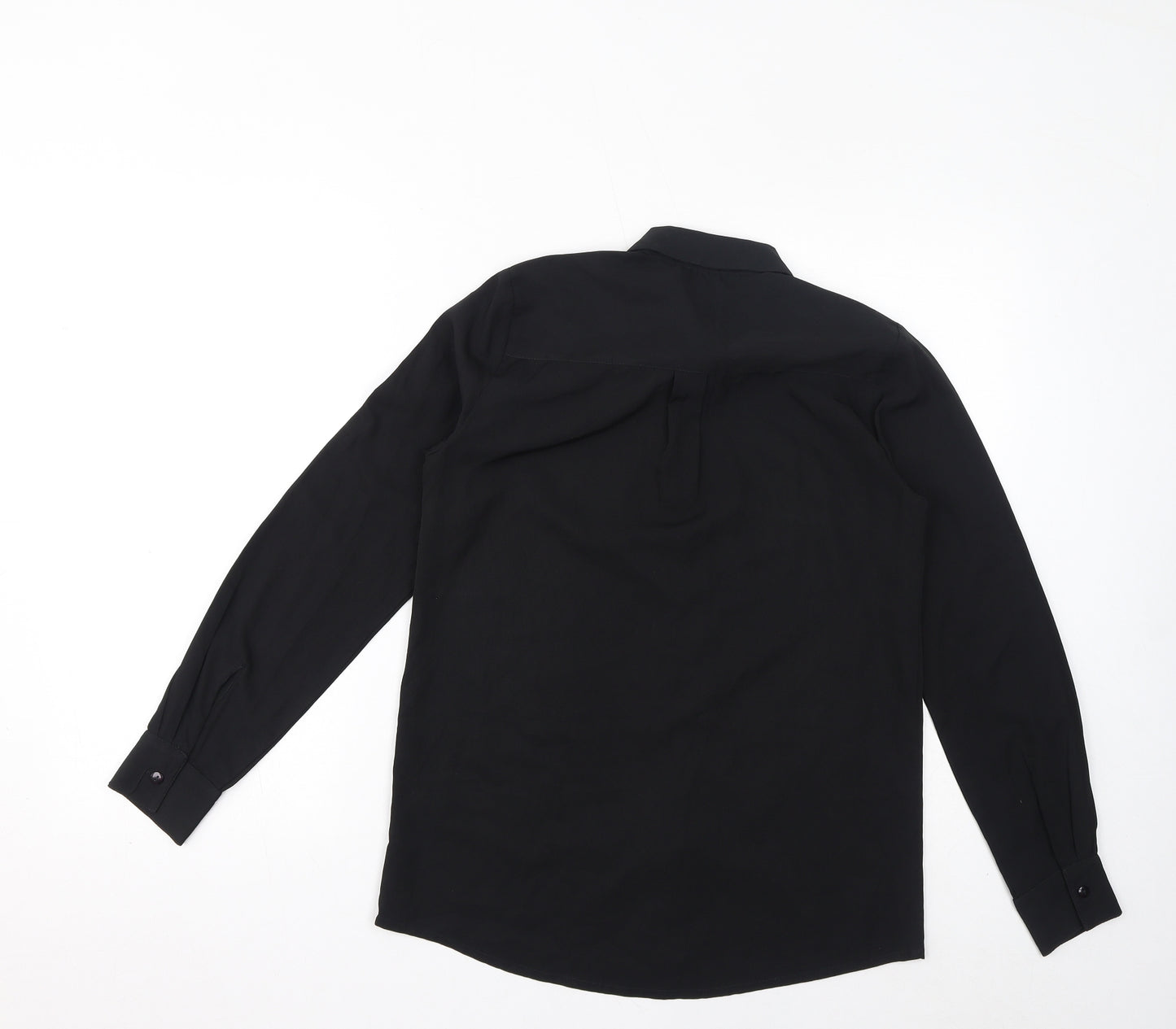 Pied A Terre Womens Black Polyester Basic Blouse Size 8 Collared