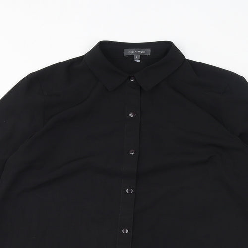 Pied A Terre Womens Black Polyester Basic Blouse Size 8 Collared