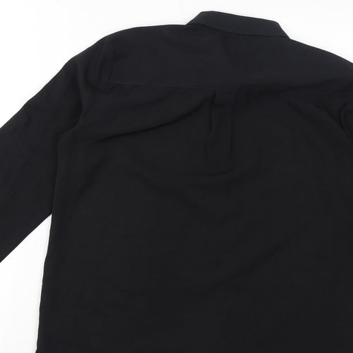 Pied A Terre Womens Black Polyester Basic Blouse Size 8 Collared