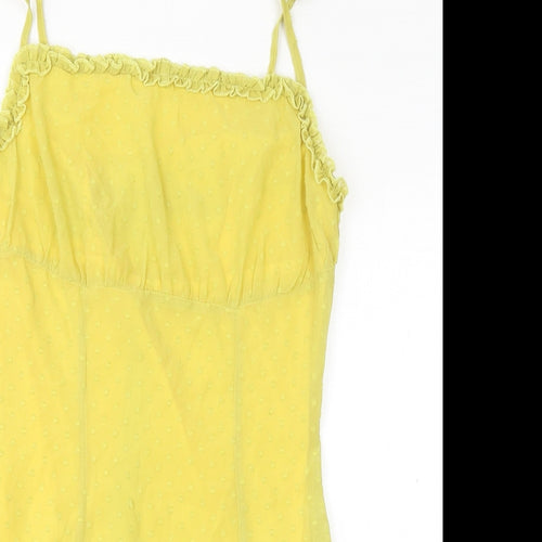 Nasty Gal Womens Yellow Polka Dot Polyester Mini Size 8 Square Neck Zip