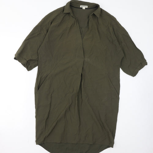 Whistles Womens Green Viscose T-Shirt Dress Size 12 V-Neck Pullover