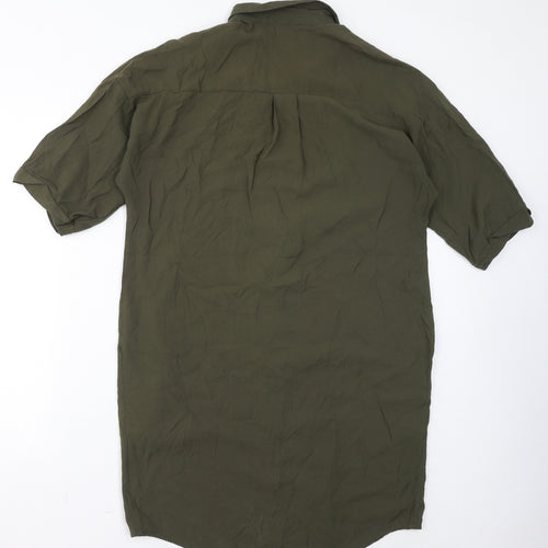 Whistles Womens Green Viscose T-Shirt Dress Size 12 V-Neck Pullover