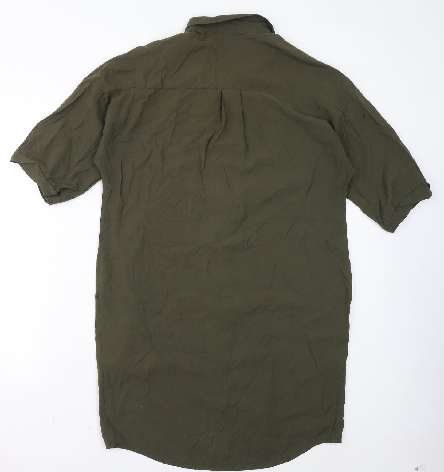 Whistles Womens Green Viscose T-Shirt Dress Size 12 V-Neck Pullover