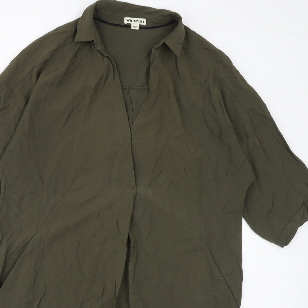 Whistles Womens Green Viscose T-Shirt Dress Size 12 V-Neck Pullover