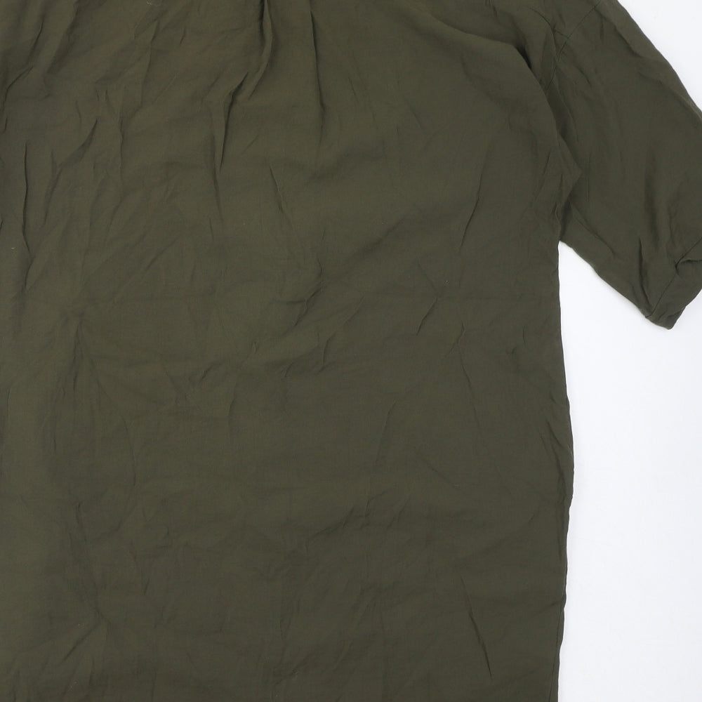 Whistles Womens Green Viscose T-Shirt Dress Size 12 V-Neck Pullover