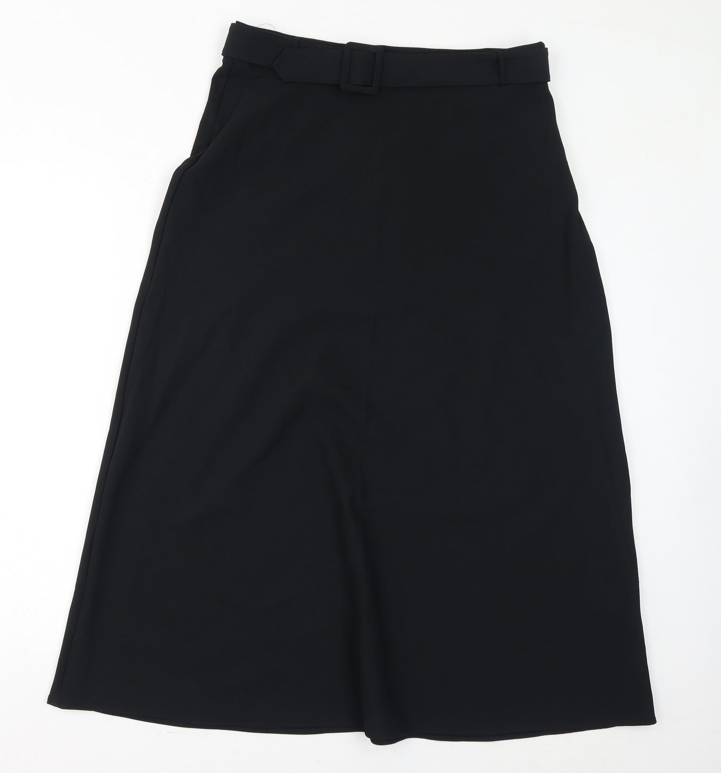 Marks and Spencer Womens Black Polyester A-Line Skirt Size 12 Zip