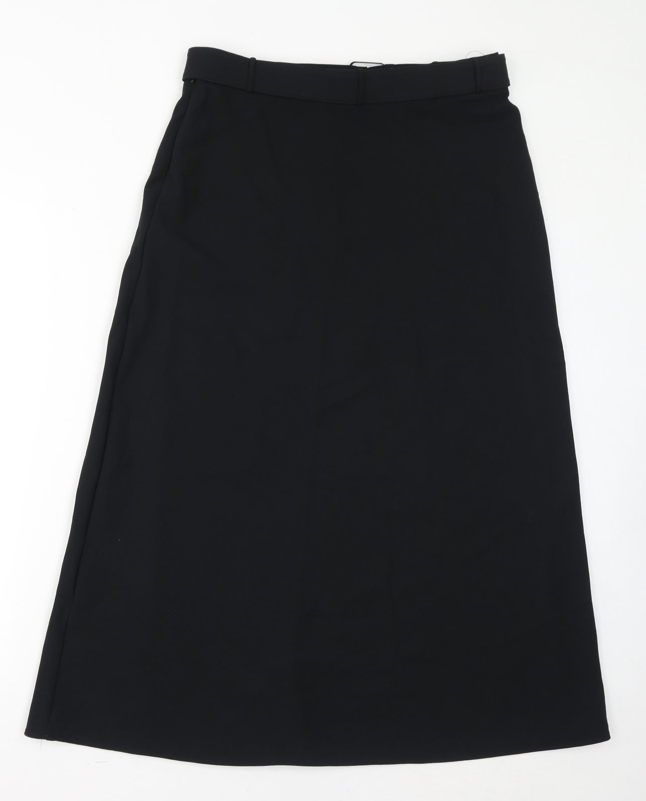 Marks and Spencer Womens Black Polyester A-Line Skirt Size 12 Zip