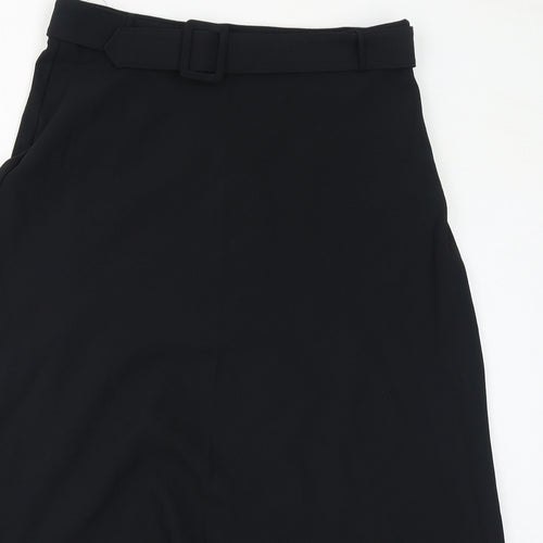 Marks and Spencer Womens Black Polyester A-Line Skirt Size 12 Zip