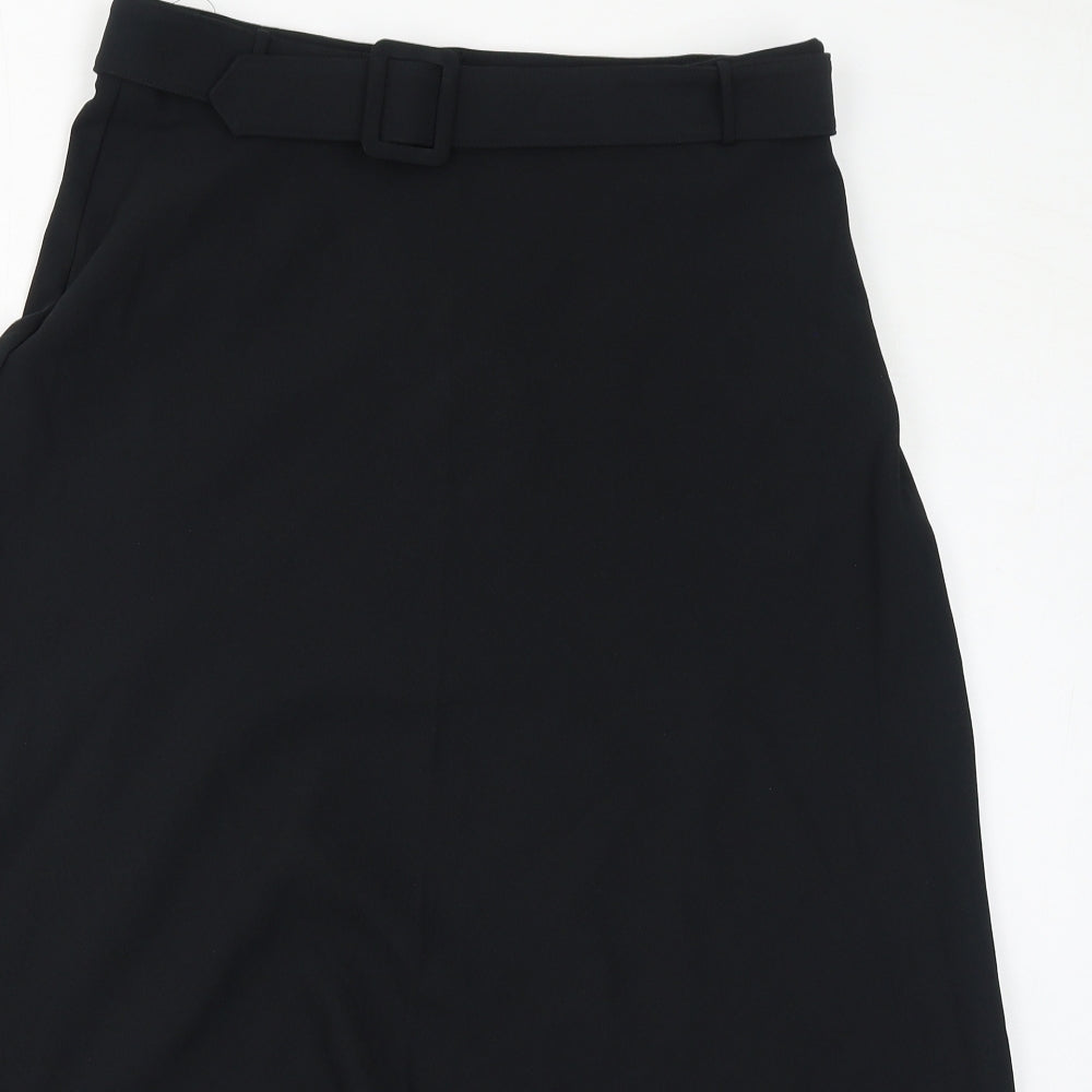 Marks and Spencer Womens Black Polyester A-Line Skirt Size 12 Zip