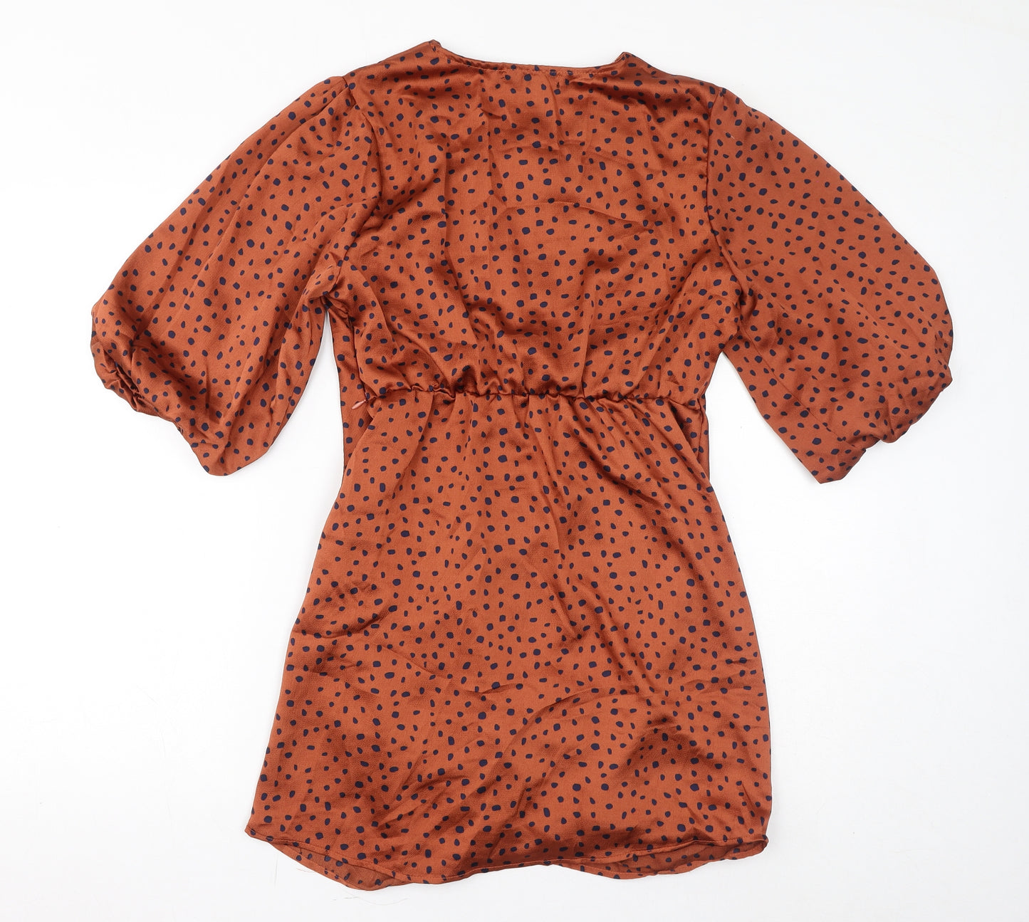 In Vogue Womens Brown Geometric Polyester Mini Size M V-Neck Pullover - Spots