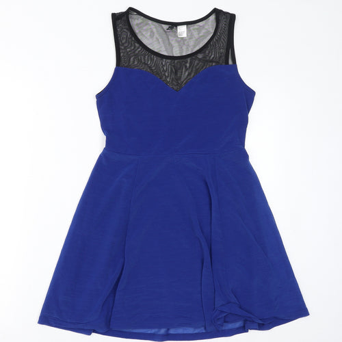 Divided by H&M Womens Blue Polyester A-Line Size S Round Neck Pullover