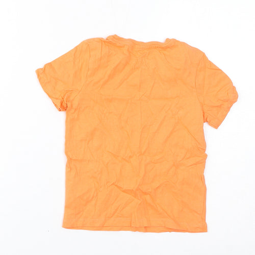 Everyday Boys Orange Cotton Basic T-Shirt Size 3-4 Years Round Neck Pullover - Wild Life Crew