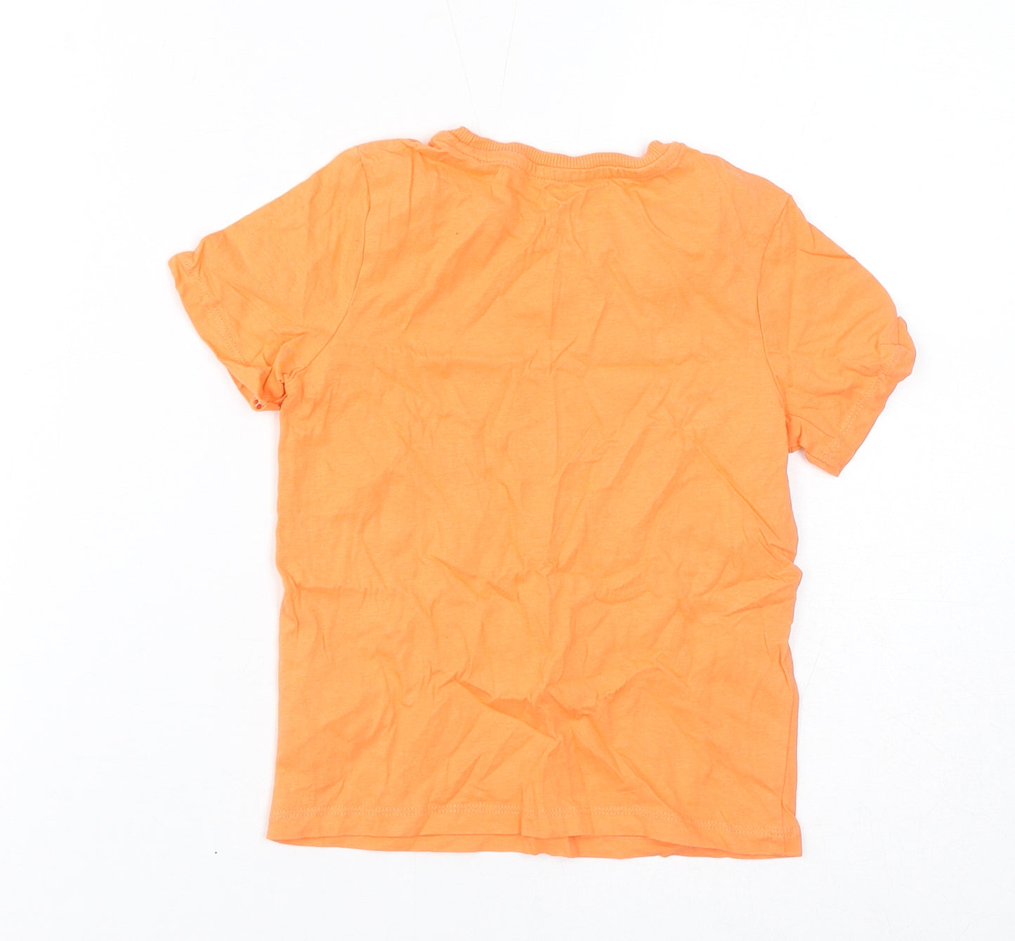 Everyday Boys Orange Cotton Basic T-Shirt Size 3-4 Years Round Neck Pullover - Wild Life Crew