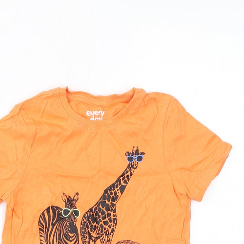 Everyday Boys Orange Cotton Basic T-Shirt Size 3-4 Years Round Neck Pullover - Wild Life Crew