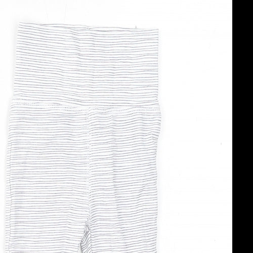 NEXT Boys White Striped Cotton Capri Leggings Size 3-6 Months Pullover - Inside Leg-7