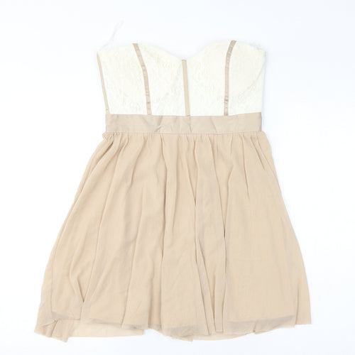 ASOS Womens Beige Cotton Mini Size 10 Sweetheart Zip