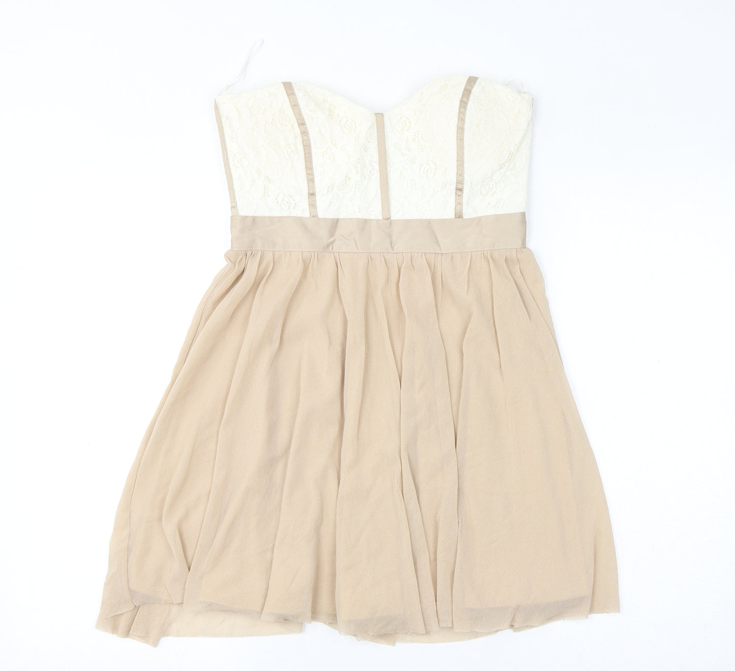 ASOS Womens Beige Cotton Mini Size 10 Sweetheart Zip