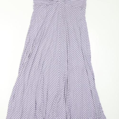 California Womens Purple Striped Viscose Maxi Size L Off the Shoulder Pullover
